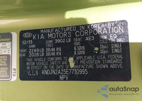 2014 Kia Soul from USA, damaged, VIN KNDJN2A25E7710995